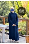 Lacivert Anvelop Örme Kolluklu Tesettür Elbise