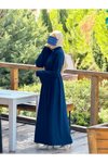 Lacivert Anvelop Örme Kolluklu Tesettür Elbise
