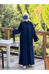 Lacivert Anvelop Örme Kolluklu Tesettür Elbise