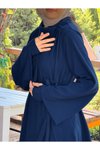 Lacivert Anvelop Örme Kolluklu Tesettür Elbise