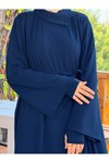 Lacivert Anvelop Örme Kolluklu Tesettür Elbise