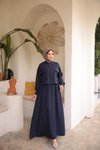 Lacivert Keten Tesettür Ceket Takım Elbise