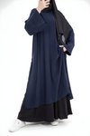 Lacivert Modal Cupra Etekli Tesettür İkili Takım