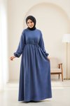Lacivert Oversize Örme Robalı Tesettür Elbise