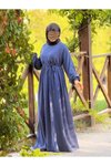 Lacivert Oversize Örme Robalı Tesettür Elbise
