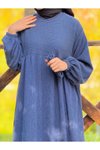 Lacivert Oversize Örme Robalı Tesettür Elbise