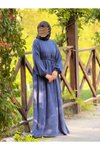 Lacivert Oversize Örme Robalı Tesettür Elbise