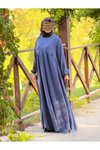 Lacivert Oversize Örme Robalı Tesettür Elbise