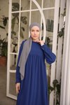 Lacivert Robalı Fırfırlı Tesettür Elbise