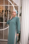 Mint Garnili Tesettür Elbise