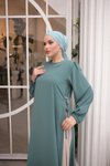 Mint Garnili Tesettür Elbise
