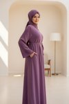 Mor Örme Anvelop Kolluklu Tesettür Elbise