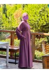 Mor Örme Anvelop Kolluklu Tesettür Elbise