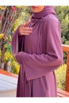Mor Örme Anvelop Kolluklu Tesettür Elbise