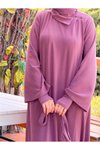Mor Örme Anvelop Kolluklu Tesettür Elbise
