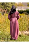 Mor Örme Seyyar Bebe Yakalı Tesettür Elbise
