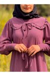 Mor Örme Seyyar Bebe Yakalı Tesettür Elbise