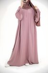 Modest Modal Cupra Shirred Buttoned Dress - Dusty Pink