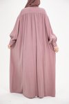 Pudra Modal Cupra Büzgü Detaylı Düğmeli Tesettür Elbise
