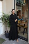 Siyah Fırfırlı Tesettür İkili Abaya Takım