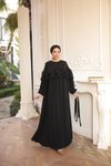 Siyah Salaş Çift Fırfırlı Tesettür Elbise