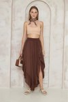 Acı Kahve Otantik Salaş Bohem Şalvar Etek Beli Lastikli Yırtmaçlı Pantolon