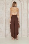Acı Kahve Otantik Salaş Bohem Şalvar Etek Beli Lastikli Yırtmaçlı Pantolon