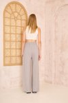 Açık Gri Bol Paça Salaş Lastikli Bel Cepli Viskon Pantolon