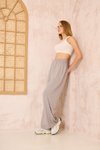 Açık Gri Bol Paça Salaş Lastikli Bel Cepli Viskon Pantolon