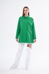 Benetton Yeşili Uzun Kollu Spor Tunik Cepli Terikoton Özel Kumaş Gömlek