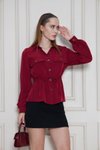 Bordo Kupra Uzun Kollu Beli Büzgülü Gömlek