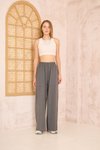Füme Gri Salaş Bol Paça Lastikli Bel Cepli Viskon Pantolon