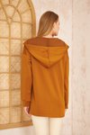Kahve Salaş Rahat Kalıp Arkası Uzun Scuba Kapüşonlu Sweatshirt