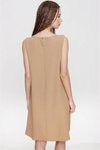 Krem Bej Mini A Kesim Airobin Hasır Cep Giy Çık Elbise