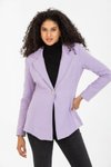 Lila Kendinden Desenli Kışlık Blazer Astarlı Kaşe Tek Düğmeli Ceket
