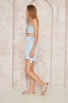 Mavi Mini Müslin Pamuk Yandan Bağlamalı Şort Etek