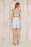 Mavi Mini Müslin Pamuk Yandan Bağlamalı Şort Etek