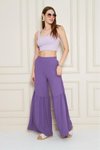 Mor Beli Lastikli Rahat Kesim Paçası Büzgü Detaylı Aerobin Kumaş Pantolon