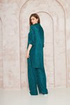 Zümrüt Pliseli Bürümcük Salaş Beli Lastikli Pantolon Tunik Takım
