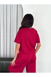 Bordo Bol Paça Bisiklet Yaka Osy Modal Yumuşak Dokulu T-shirt Pantolon İkili Takım