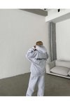 Gri Üç İplik Sweat Nakış İşlemeli Eşofman Takım