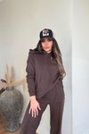 Kahve Soft Touch Kapüşonlu Eşofman Takımı
