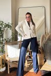 Lacivert Flare Paça Fularlı Jean Pantolon