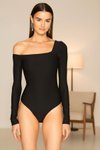 Siyah İpek Jarse Çift Katlı Ön Dekolteli Body