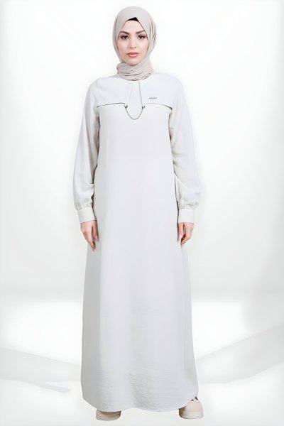 Manşet Kol Taş Zincir Detaylı Tesettür Elbise