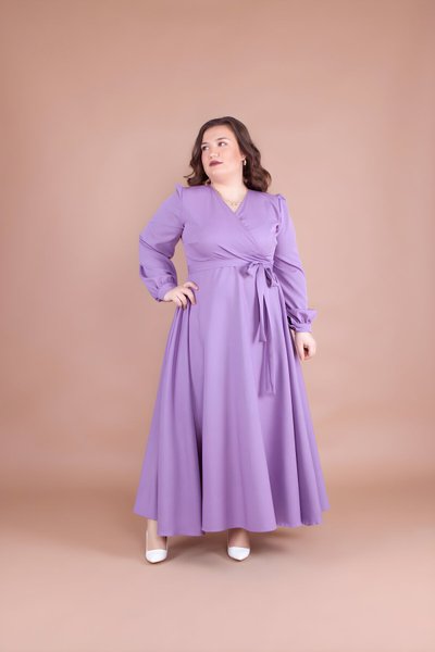 Leylak Büyük Beden Uzun Elbise