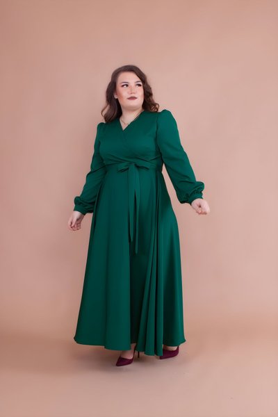 Zümrüt Büyük Beden Uzun Elbise