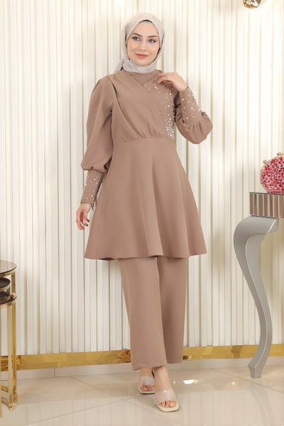 Vizon İkili İncili Tesettür Takım