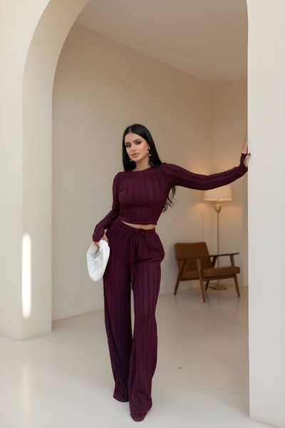 Bordo Fitilli İkili Ters Dikiş Takım