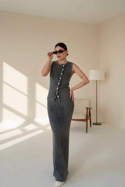 Antrasit Uzun Etekli İkili Takım